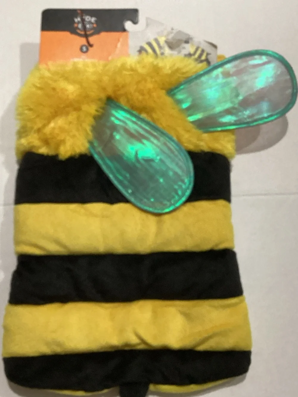 Yellow & Black Bumblebee Dog Costume Jacket with Iridescent Wings